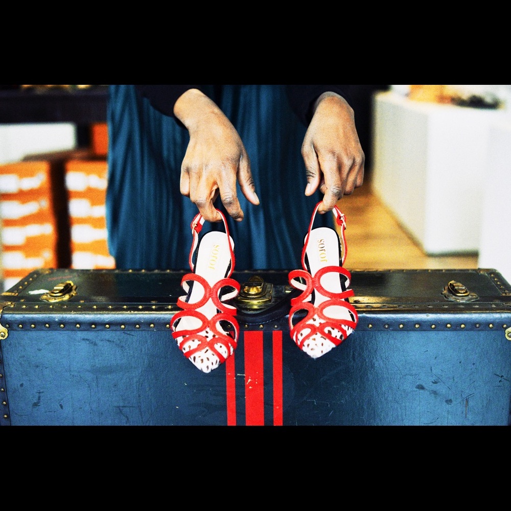 Red 75mm sling back sandal